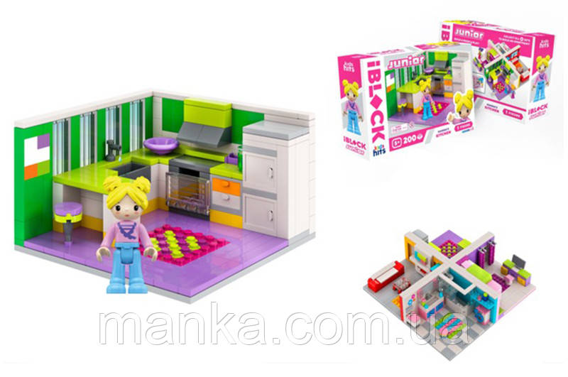 Конструктор Kids hits IBLOCK JUNIOR  KH08/001/4, Дівчатка, Кухня Ханни, 200 дет,компл. фігур, інстр.