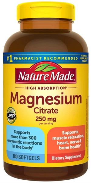 Nature Made Цитрат Магнію 250 mg., 180 капсул (Заспокійливе)