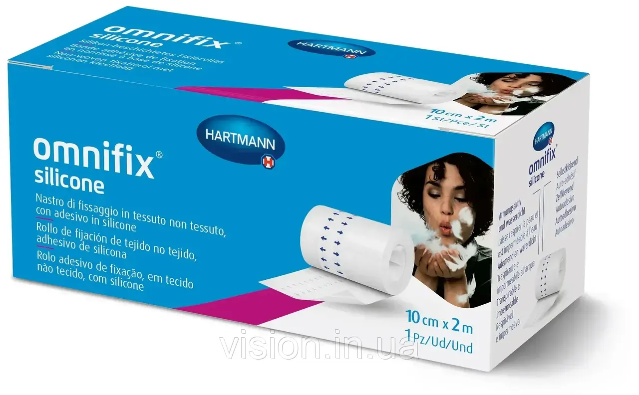 Фіксуючий пластир із нетканого матеріалу Omnifix Silicone 10см х 2м 1шт в рулоні із силіконовою клейовою основою, фото 1