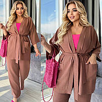 Костюм жіночий лляний кардиган і штани з льону рр.50-52, 54-56, 58-60, фото 5