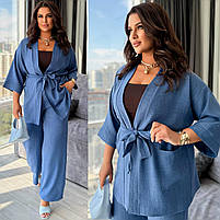 Костюм жіночий лляний кардиган і штани з льону рр.50-52, 54-56, 58-60, фото 7