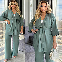 Костюм жіночий лляний кардиган і штани з льону рр.50-52, 54-56, 58-60, фото 2