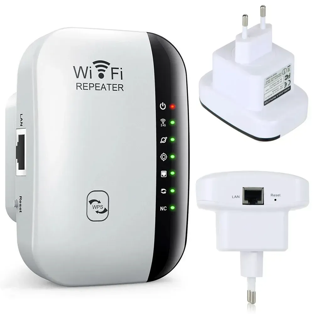 Бездротовий підсилювач WiFi сигналу до 300 Мбіт/с (2,4G), у розетку/Вайфай репітер для дому/Ретранслятор
