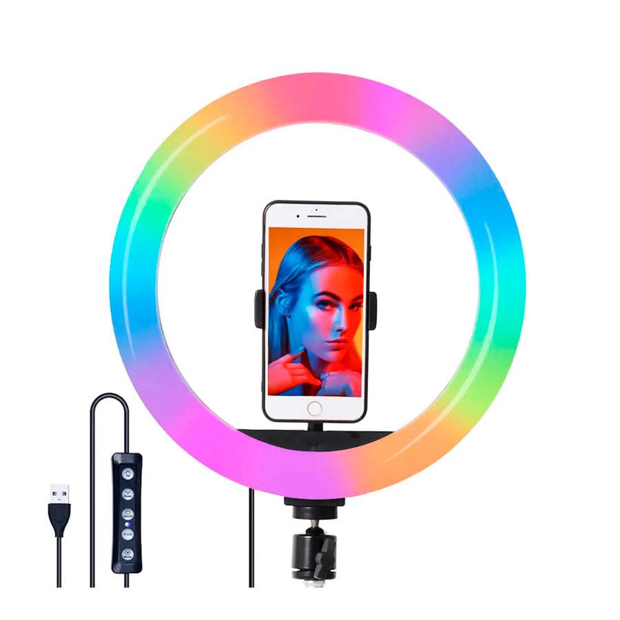 Кільцева лампа RGB MJ38 38 см (з тримачем, без підставки), фото 1