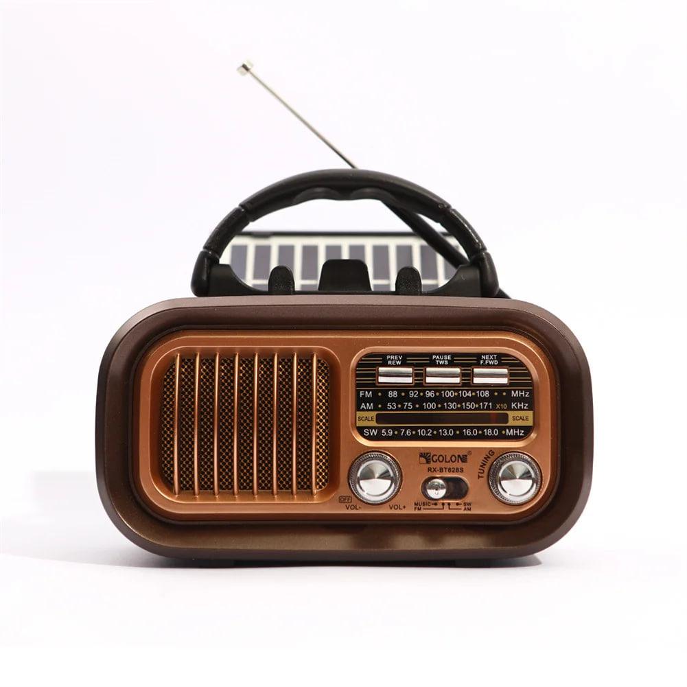 Радіоприймач Golon RX-BT628S (USB, microSD, сонячна батарея) Brown