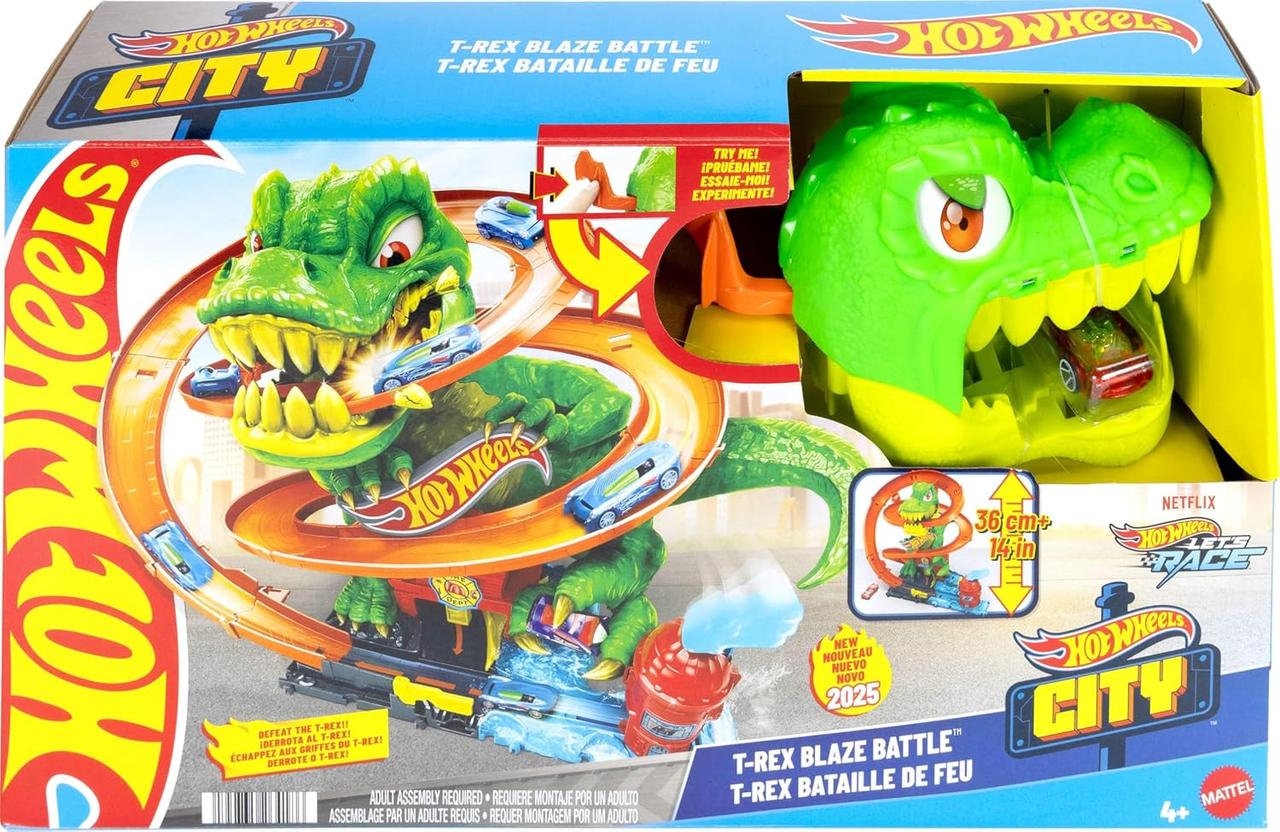 УЦІНКА (Прим'ята коробка) Ігровий набір Hot Wheels City Атака вогняного Ті-Рекса JBM73