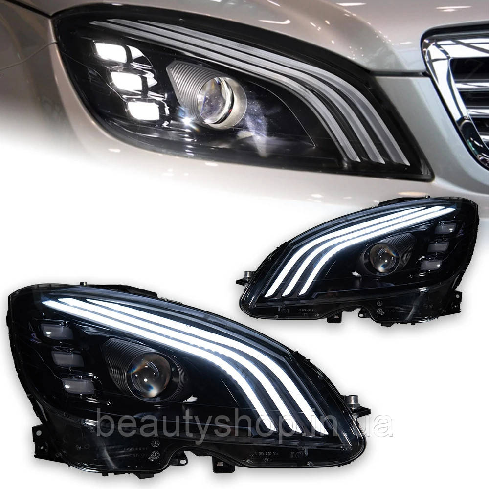 Передні світлодіодні фари з проекційними лінзами для Mercedes-Benz W204 (2007–2010)