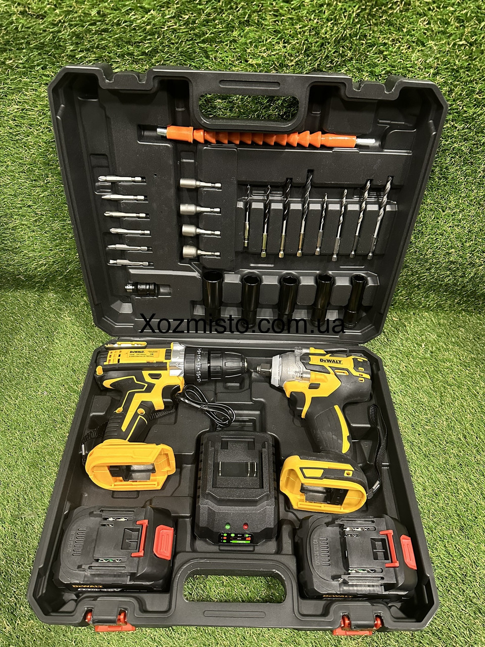 Набір 2в1 АКБ DeWalt 48V (Шуруповерт DCD800P1T + Гайковерт DCF894P1T) Набір 2в1 Деволт з набіром інструментів, фото 1