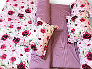 Постільна білизна Королева Ночі (Сатин Premium) | Полуторний комплект | 50х70 | Троянди на рожево-бузковому та фіолетовому, фото 3