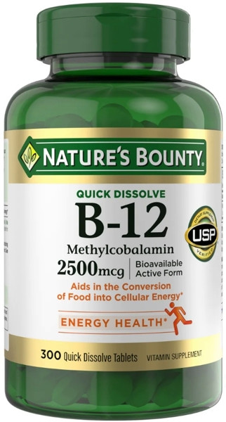 Nature's Bounty Вітамін B-12, 2500 мкг, 300 швидкорозчинних таблеток