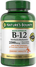 Nature's Bounty Вітамін B-12, 2500 мкг, 300 швидкорозчинних таблеток