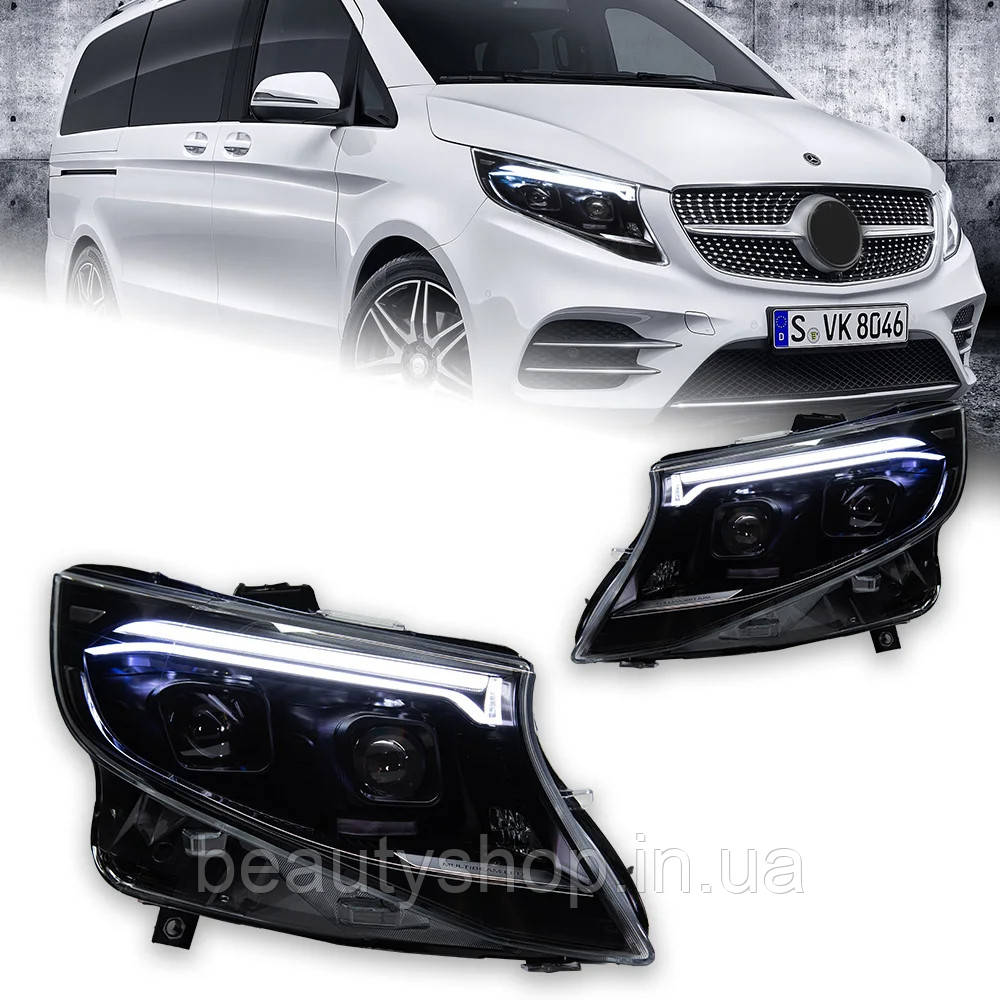 Передні світлодіодні фари з проекційними лінзами для Mercedes-Benz Vito / V-Class W447 (2015–2020)