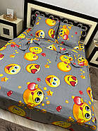 Постільна білизна Королева Ночі (Бязь) | Полуторний комплект | 50х70 | Смайли на сірому, фото 2