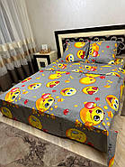 Постільна білизна Королева Ночі (Бязь) | Полуторний комплект | 50х70 | Смайли на сірому, фото 3