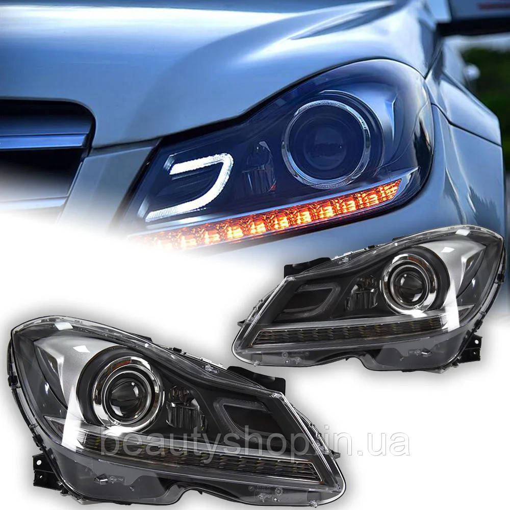 Передні світлодіодні фари з проекційними лінзами для Mercedes-Benz W204 (2011–2013)