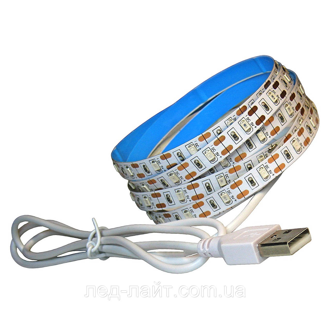 Комплект 1м LED стрічки USB 5V 2835(60LED/м) IP20, червона