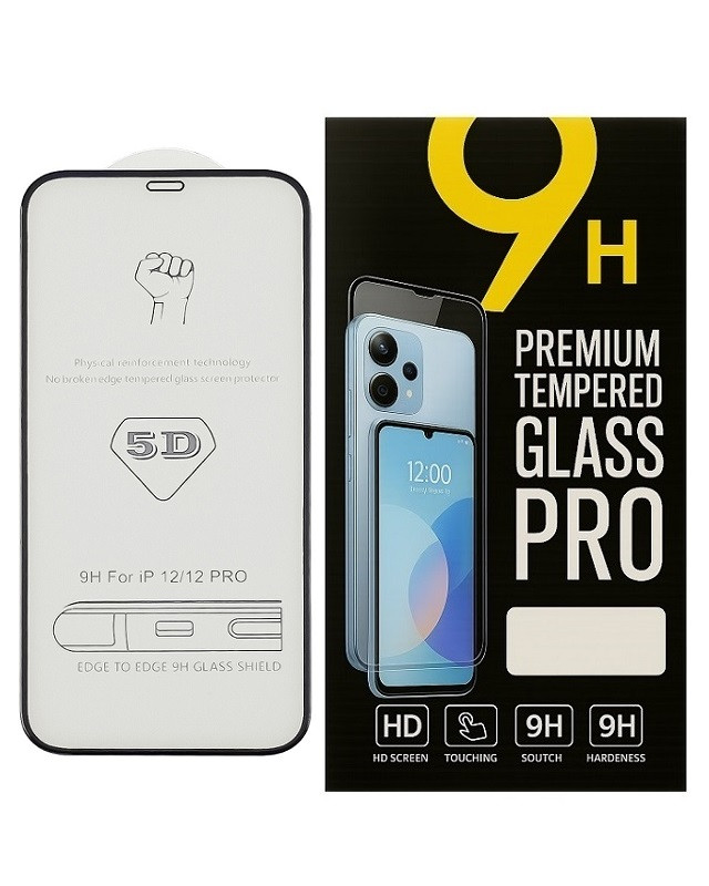 Захисне скло 5D для Apple iPhone 12/ 12 Pro з чорною рамкою