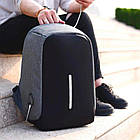 Міський рюкзак антизлодій c USB (45х30х10 см) Bobby, Сірий / Місткий рюкзак для ноутбука, фото 7