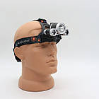 Налобний ліхтарик на акумуляторі Bailong RJ 3000, світлодіодна модель із регулюванням кута освітлення, фото 5