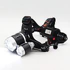 Налобний ліхтарик на акумуляторі Bailong RJ 3000, світлодіодна модель із регулюванням кута освітлення, фото 7