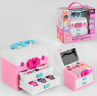 Ігровий набір декоративна КОСМЕТИКА для дівчинки дитячий J-1045 (12 відтінків тіней+лак+пудра+рум'яна+пензлики)