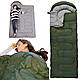 Спальный мешок демисезонный 200×60 см с капюшоном и чехлом / Хаки / Туристическое одеяло для походов - фото 1 - id-p2592313733