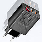 Зарядний пристрій адаптер на 2 USB та LED дисплеєм, 220В, QC03 5740 / Швидка зарядка для телефону, фото 3