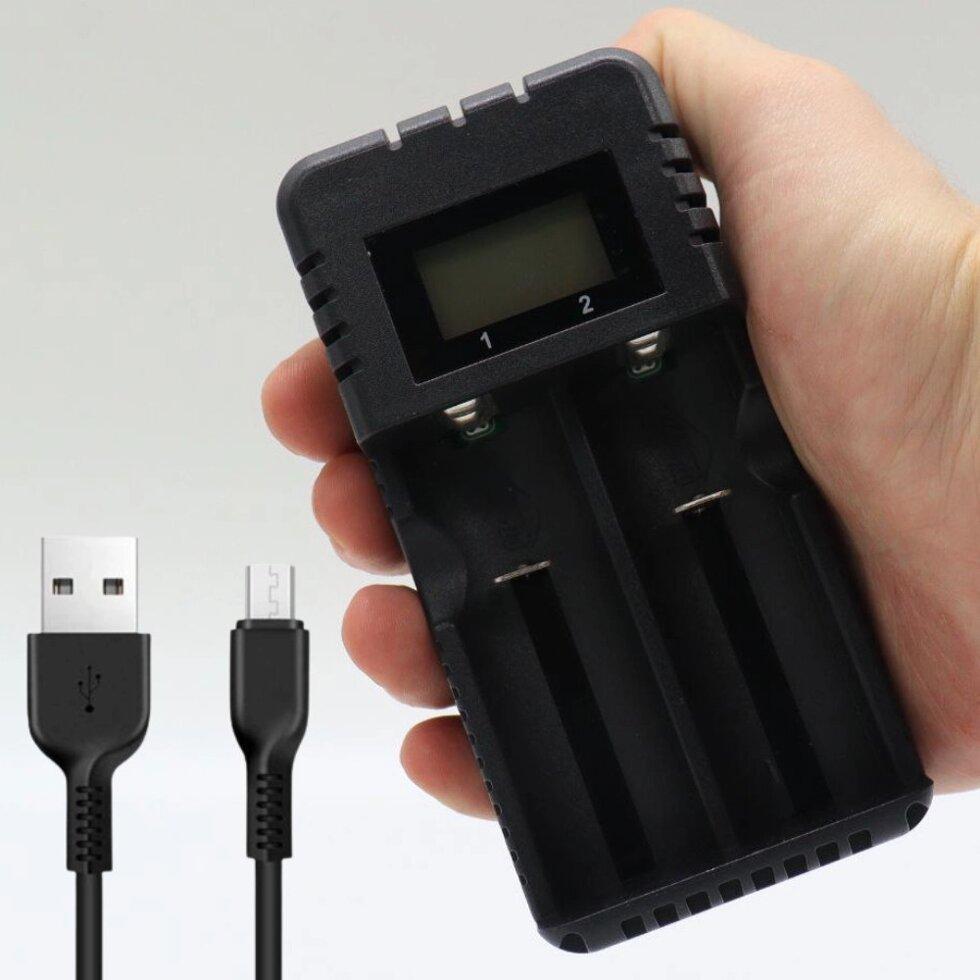 Зарядка для 18650 на 2 акумулятори від USB, НD-8991А / Зарядний пристрій для 2-х акумуляторних батарей, фото 1