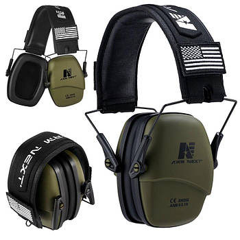 Активні навушники тактичні 25 дБ, Arm Next, Зелений / Навушники захисні складні / Шумопридушливі навушники