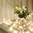 USB-гірлянда 20 LED 2,5 м тепле біле світло, декоративна підсвітка як кульки сніжинок, фото 9