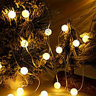 USB-гірлянда 20 LED 2,5 м тепле біле світло, декоративна підсвітка як кульки сніжинок, фото 7