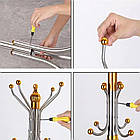 Стійка для одягу підлогова з 16 гачками для передпокою та офісу стійка та переносна з нержавіючої сталі, фото 5