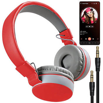 Бездротові навушники з кабелем AUX, від USB, MS TV-1A, Червоний