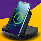 Бездротова зарядка Budi WL3200TB 15W / Зарядний пристрій 2-в-1: Бездротова QI та провідна зарядка, фото 6