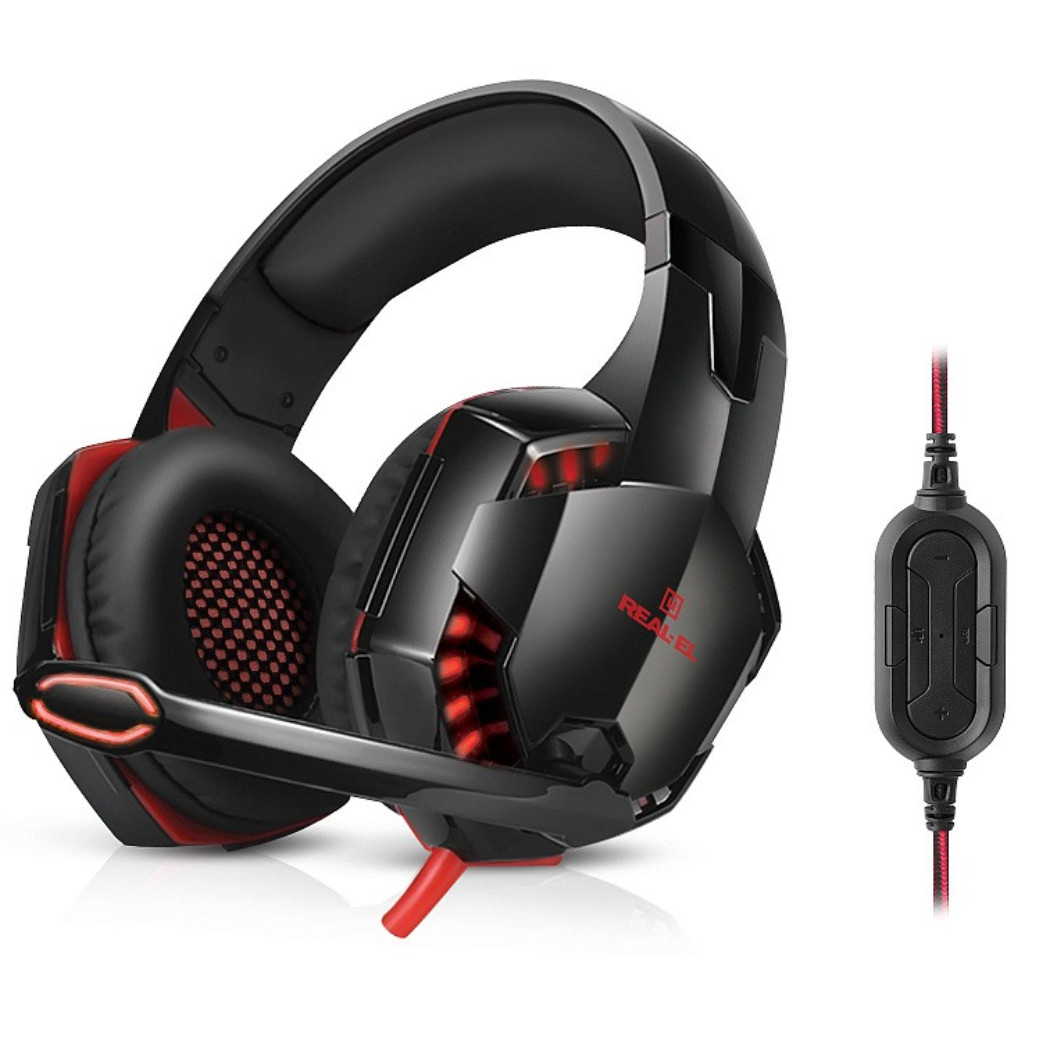 Гарнітура REAL-EL GDX-8100 Black, віртуальний об’ємний звук 7.1, потужне звучання, USB підключення, фото 1