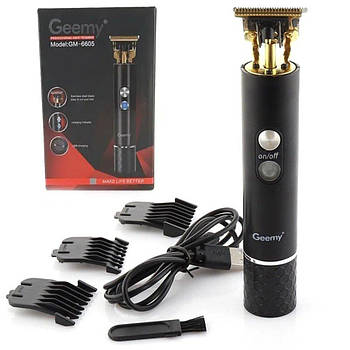 Машинка для стрижки Geemy GM6605 з насадками / Тример для стрижки волосся, бороди та вусів
