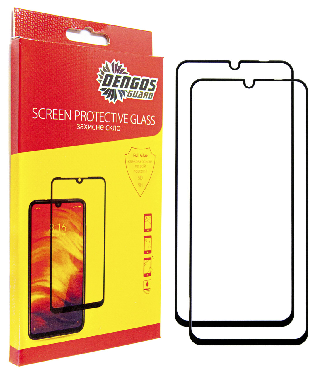 Захисне скло Dengos для Samsung Galaxy A06 SM-A065 Black Full Glue (DG-TG2P-55) 2шт. 9Н, олеофобне покриття, фото 1