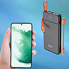 Портативний зарядний пристрій Budi PB085B 10000mAh зі швидкою зарядкою та перехідниками / Павер банк для, фото 6