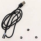 Магнітний кабель 3в1 (USB-Type-C, Micro USB, Lighting) 1м, з LED підсвічуванням M3, Чорний / Магнітна зарядка, фото 3