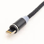 Магнітний кабель 3в1 (USB-Type-C, Micro USB, Lighting) 1м, з LED підсвічуванням M3, Чорний / Магнітна зарядка, фото 2