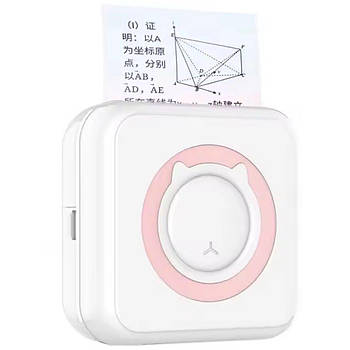 Портативний міні принтер від Bluetooth + 1 рулон паперу, Рожевий