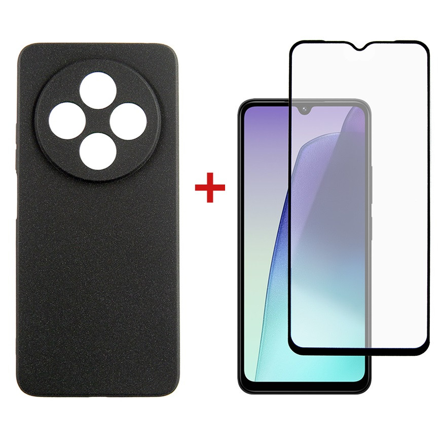 Чохол-накладка Dengos Carbon для Xiaomi Redmi 14C Black (DG-KM-119) + захисне скло, фото 1