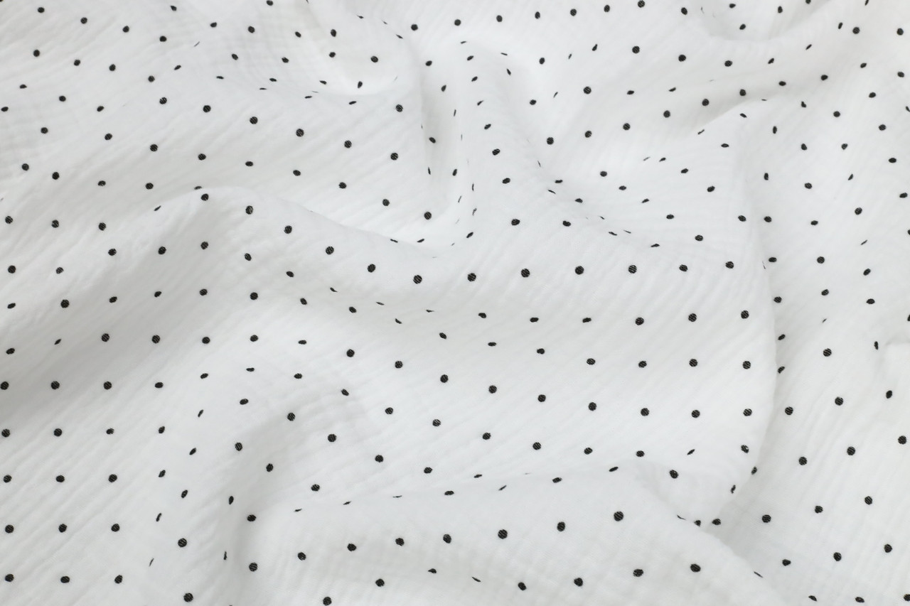 Муслін жатка Чорні крапки на білому 135 см, фото 1