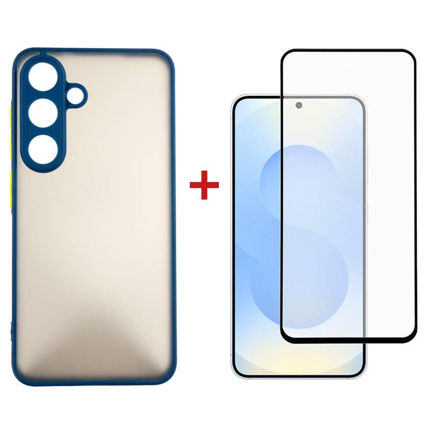 Чохол-накладка Dengos Matt для Samsung Galaxy S25 Plus SM-S936 Blue (DG-KM-143) + захисне скло, силікон, фото 1