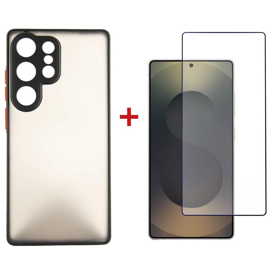 Чохол-накладка Dengos Matt для Samsung Galaxy S25 Ultra SM-S938 Black (DG-KM-144) + захисне скло, силікон, фото 1
