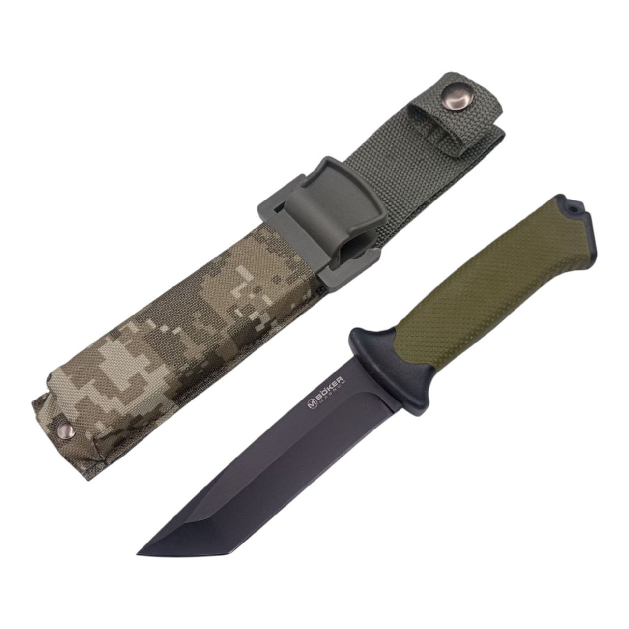 Тактичний мисливський ніж Boker Magnum Tanto із Чохлом 25см Olive Green (7_02603)