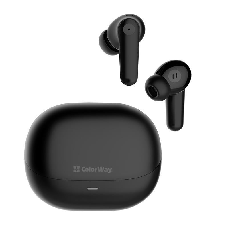 Bluetooth-гарнітура СolorWay Slim TWS-1 Earbuds Long Life Black (CW-TWS1BK1) Bluetooth 5.3, стерео, вакуумні, фото 1