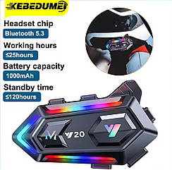 Мото Bluetooth гарнітура для шолома Y20 з RGB-підсвіткою блутус інтерком