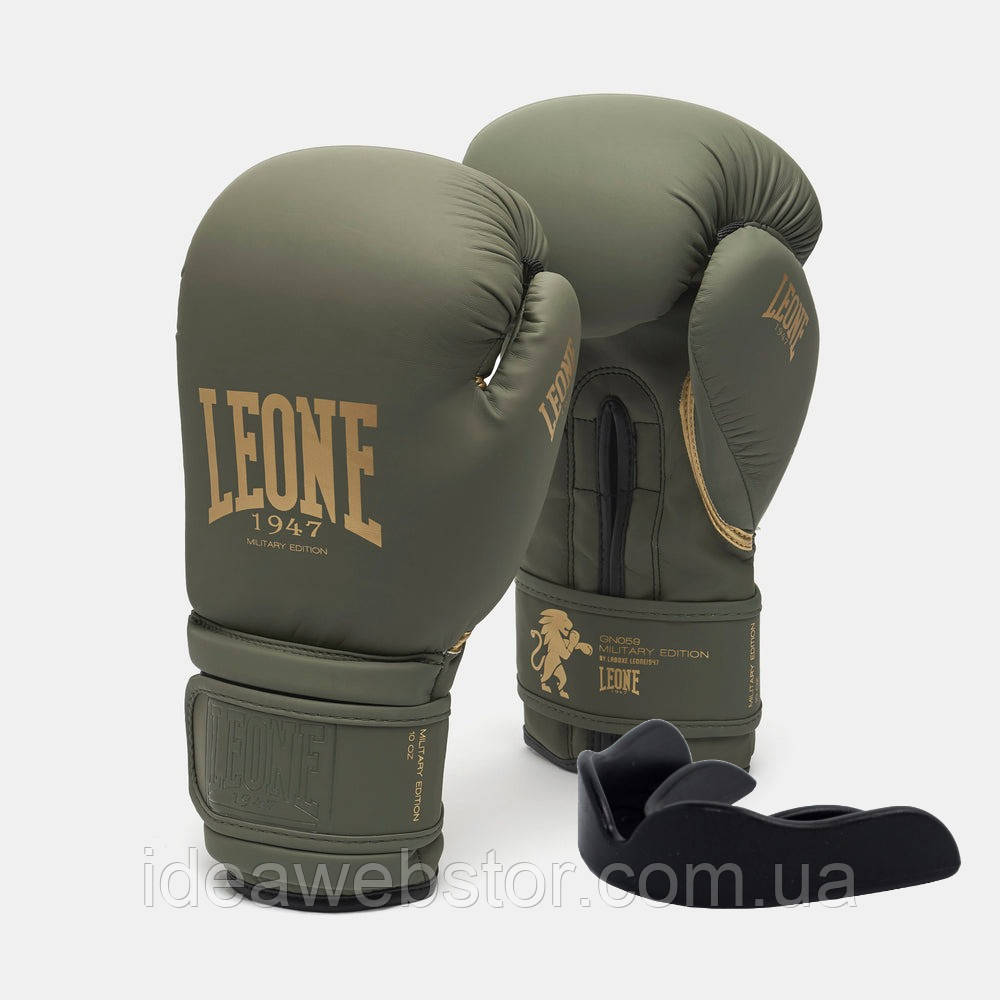 Боксерські рукавиці Leone GN059G MILITARY EDITION Green 16 унцій (капу в комплекті)
