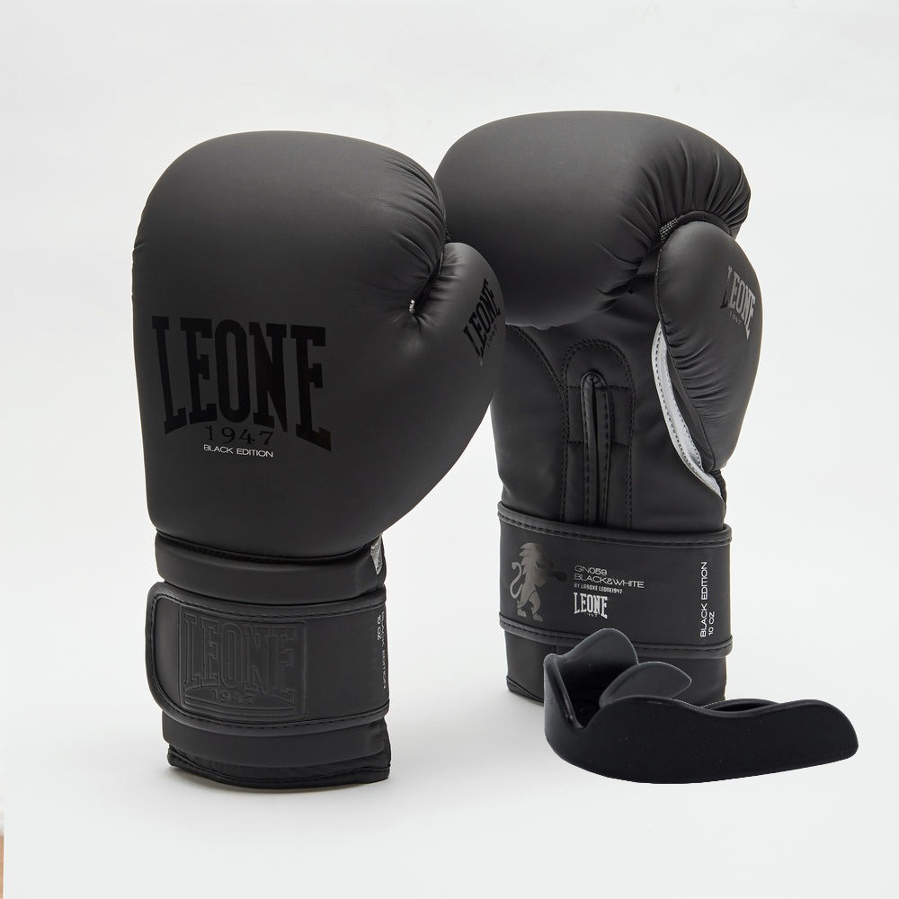 Боксерські рукавиці Leone GN059 Black/White 10 унцій (капу в комплекті)